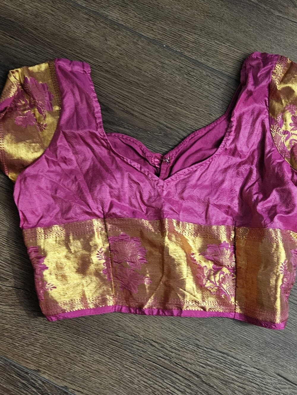 Pink & Gold Traditional Indian Sari Top